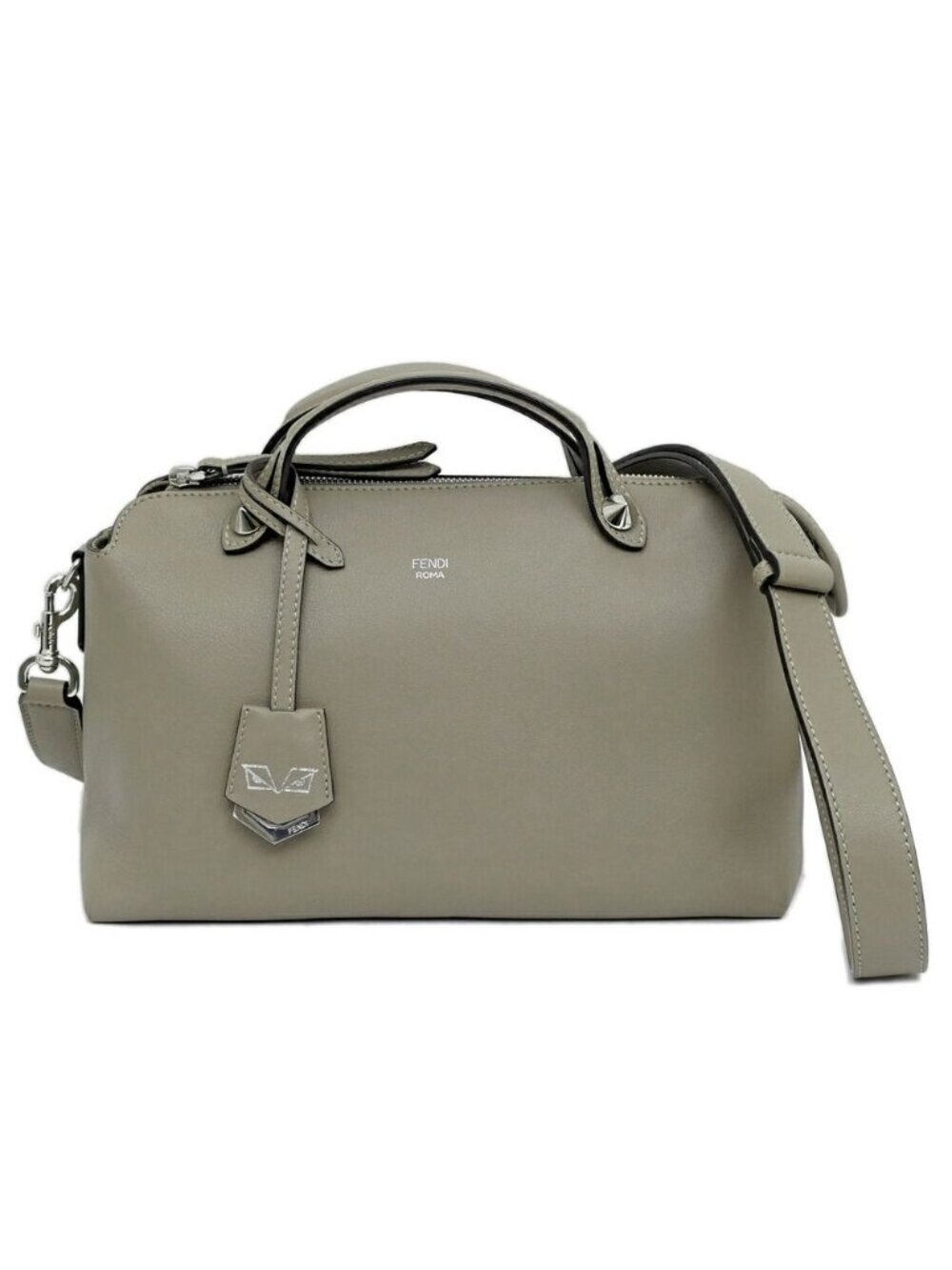 Fendi by the Way Gray Leather Shoulder Handbag